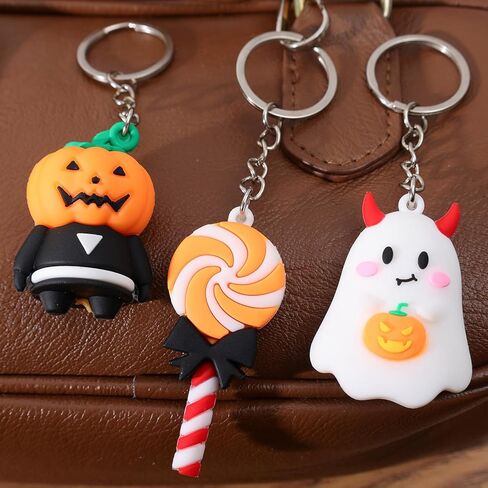 1/5Pcs Halloween Ghost Keychain Creative Funny Pumpkin Soft Rubber Keychain Women Men Backpack Decoration Pendant in Saudi Arabia