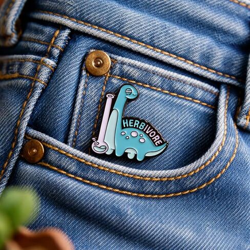 Herbivore Pin - Funny Dinosaur Enamel Pins Brooch for Backpacks,Jackets,Hats.Animal World Series Brooches Gift for Dinosaur Lovers,Girls,Women,Teenages in Kuwait