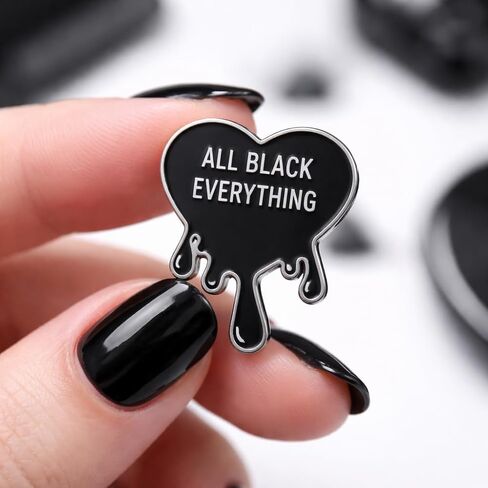 Emotional Quote Pin - Funny Enamel Pins Brooch with "ALL BLACK EVERYTHING" for Jackets,Backpacks,Hats. Gothic Melting Black Heart Brooches Gifts for Moody Fashion Lovers,Friends,Family. in Kuwait