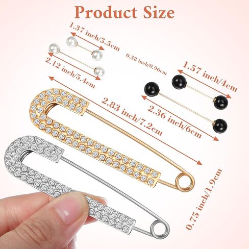 6 قطع دبابيس ودبابيس للنساء، مجموعة دبوس شال بروش اللؤلؤ، مشابك سترة، مشابك قميص ريترو، دبابيس وشاح مزخرفة، مشبك مشد للخصر للقبعات والملابس in Kuwait