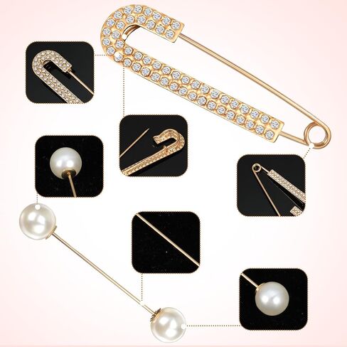 6 قطع دبابيس ودبابيس للنساء، مجموعة دبوس شال بروش اللؤلؤ، مشابك سترة، مشابك قميص ريترو، دبابيس وشاح مزخرفة، مشبك مشد للخصر للقبعات والملابس in Kuwait