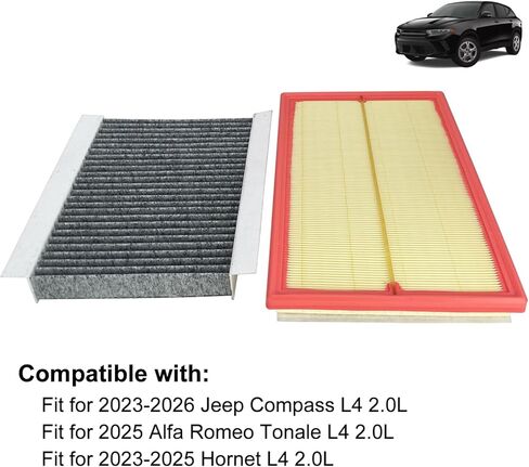 68469692AA Engine Air Filter and 68212070AA Cabin Air Filter Set Fit For 2023-2026 Jeep Compass 2023-2025 Hornet 2025 Alfa Romeo Tonale in Kuwait