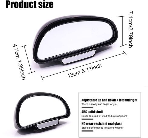 Biqing Blind Spot Mirrors for Cars LEFT,Universal Adjustable HD Glass Wide Angle Side Rearview Mirror for Safety Auxiliary Parking in Kuwait