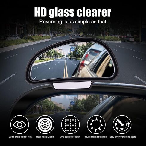Biqing Blind Spot Mirrors for Cars LEFT,Universal Adjustable HD Glass Wide Angle Side Rearview Mirror for Safety Auxiliary Parking in Kuwait