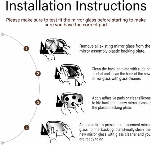TOEMIRR Replacement Mirror Glass Driver Left Side fit for 2001-2007 Toyota Sequoia, 2000-2006 Toyota Tundra Tool-Free Installation with Adhesive Flat No Backing Plate in Kuwait