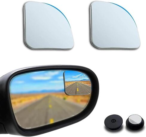 2 PCS Car Blind Spot Mirrors, Fan-shaped Wide Angle HD Convex Glass, 360 Degrees Rotatable Frameless Side Rear View Mirror, Assisted Reversing Accessory for Most Vehicles (White) in Kuwait