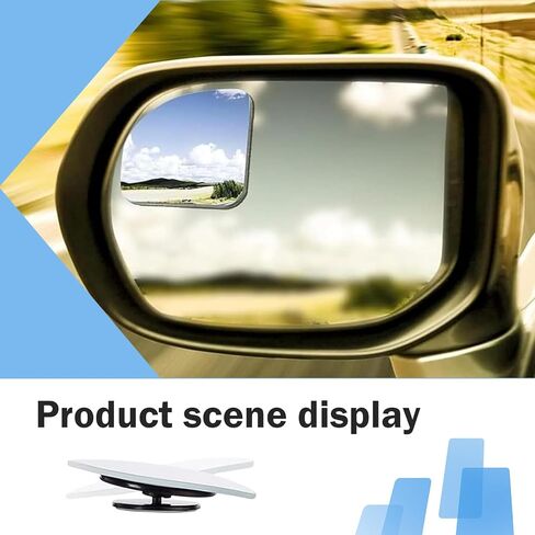 2 PCS Car Blind Spot Mirrors, Fan-shaped Wide Angle HD Convex Glass, 360 Degrees Rotatable Frameless Side Rear View Mirror, Assisted Reversing Accessory for Most Vehicles (White) in Kuwait