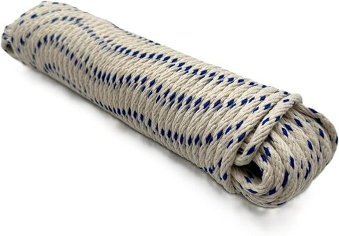 GREAT WHITE #8 BLUTRACE® Sash Cord 100ft. Hank x 1/4", Made in USA, Cotton Tie Down Camping Clothesline, Rigging, Crafts, Theatre, Window Replacement, Entertainment Spot Cord DIY Home Improvement in Kuwait