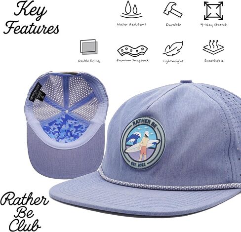 Rather Be Club Surfing Unstructured Rope Hat - Light Blue, Water-Resistant Baseball Caps for Men & Women, Golf, Running, or Workout Hat in Saudi Arabia