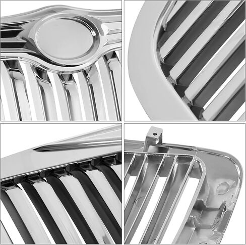 Front Bumper Upper Grille, Compatible with 2005-2010 Chrysler 300 300C, Chrome Ment Style with Big Bar Replacement Front Grill Assembly in Kuwait