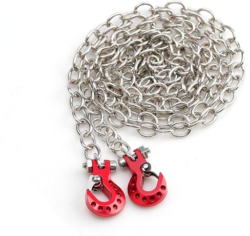 CNC Aluminum Alloy Subsize RC Tow Hook, Crawler Winch Hooks with Chain for SCX10 Tamiya D90 D110 TF2 TRX4 CC01 Etc 1/10 RC Crawler,Off-Road and Recovery Models (Red Hook with Black Chain) in Saudi Arabia