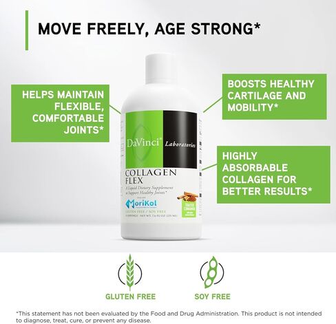 مختبرات دافينشي - كولاجين فليكس - مكمل غذائي سائل لدعم المفاصل الصحية - القرفة المحمصة - خالي من الغلوتين، خالي من الصويا - 7.6 أونصة سائلة in Kuwait