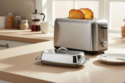 Cuisinox Stainless Steel Butter Dish with Lid, 4" x 7.5" in Kuwait