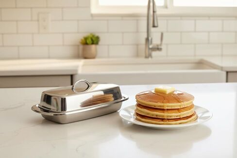 Cuisinox Stainless Steel Butter Dish with Lid, 4" x 7.5" in Kuwait