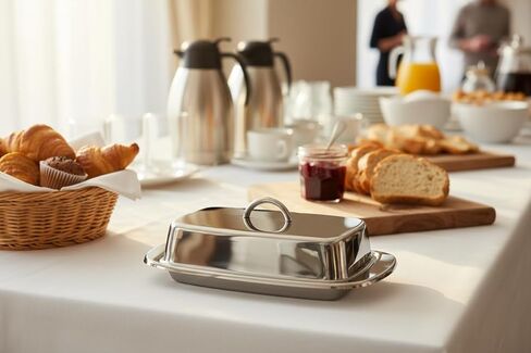 Cuisinox Stainless Steel Butter Dish with Lid, 4" x 7.5" in Kuwait