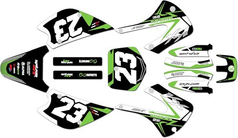 مجموعة رسومات لـ Kawasaki KX85 / KX100 (2001-2013) Evader Series Green-Shift 9 Mil - Easy Go - ملصق دراجة نارية للدراجة الترابية، ملصق سباق الدراجات النارية ملحقات موتوكروس بدون بلاستيك in Kuwait