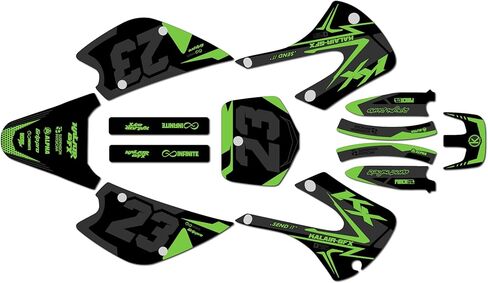 مجموعة رسومات لـ Kawasaki KX85 / KX100 (2001-2013) Evader Series Green-Shift 9 Mil - Easy Go - ملصق دراجة نارية للدراجة الترابية، ملصق سباق الدراجات النارية ملحقات موتوكروس بدون بلاستيك in Kuwait