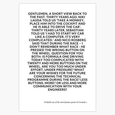 Magnet Famous Formula 1 Quote White Magnetic Vinyl Sticker 5" in Kuwait