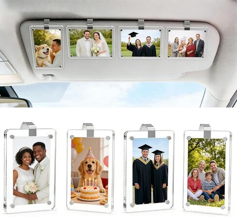 4 قطع من مشابك إطار الصورة الواقي من الشمس للسيارة من الأكريليك | حماية من الأشعة فوق البنفسجية ضد الانزلاق | 2.36x3.54 بوصة أفقي/عمودي | إطارات صغيرة مخصصة للعائلة/الحيوانات الأليفة/الصور التذكارية in Kuwait