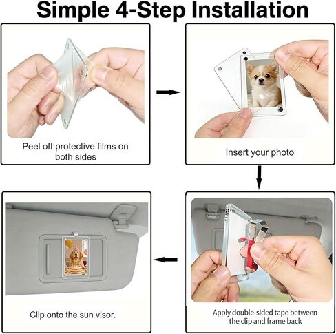 4 قطع من مشابك إطار الصورة الواقي من الشمس للسيارة من الأكريليك | حماية من الأشعة فوق البنفسجية ضد الانزلاق | 2.36x3.54 بوصة أفقي/عمودي | إطارات صغيرة مخصصة للعائلة/الحيوانات الأليفة/الصور التذكارية in Kuwait