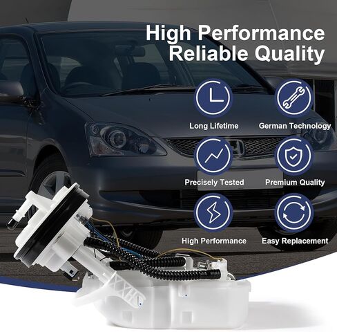 Electric Fuel Pump Module Assembly Compatible with 2001 2002 2003 2004 2005 Honda Civic L4 1.3L 1.7L 2.0L Gas Replace E8566M 17045-S5A-A00 VANBOL0097A with Sending Unit O-ring in Saudi Arabia