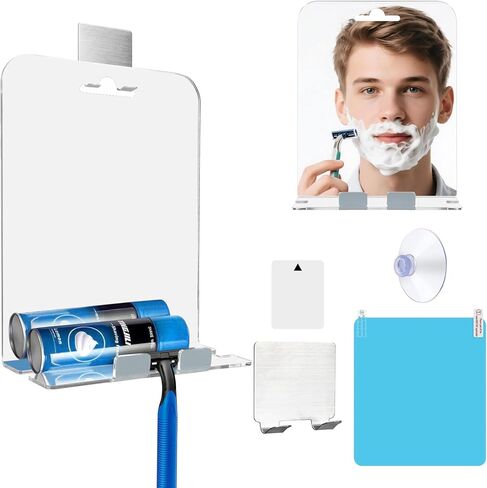 Shower Shaving Mirror, Fogless Mirror for Shower, Shower Mirror Fogless for Shaving, Anti-Fog Acrylic Mirror with Razor Holder, No-Drilling & Removable, Bathroom Accessories No Fog Shaving Mirror in Saudi Arabia