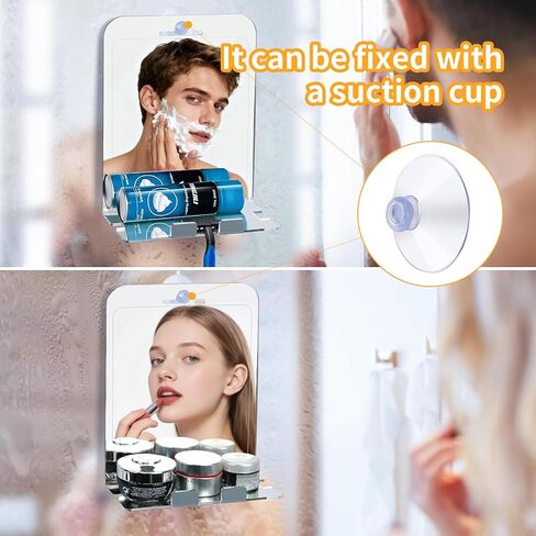 Shower Shaving Mirror, Fogless Mirror for Shower, Shower Mirror Fogless for Shaving, Anti-Fog Acrylic Mirror with Razor Holder, No-Drilling & Removable, Bathroom Accessories No Fog Shaving Mirror in Saudi Arabia