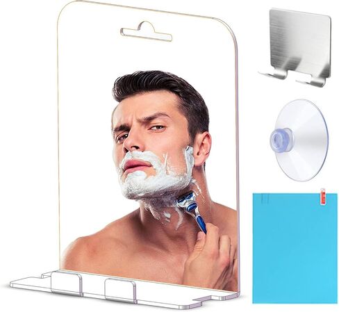 Shower Shaving Mirror, Fogless Mirror for Shower, Shower Mirror Fogless for Shaving, Anti-Fog Acrylic Mirror with Razor Holder, No-Drilling & Removable, Bathroom Accessories No Fog Shaving Mirror in Saudi Arabia
