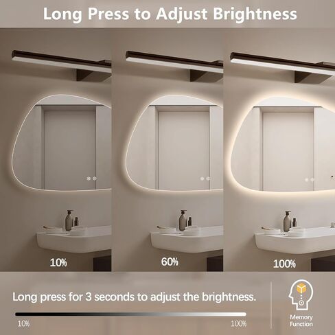 Niccy Irregular LED Bathroom Mirror, 30"x48" Asymmetrical Backlit Vanity Wall Mirrors, Light up Mirrors for Bedroom, Living Room, Modern Smart-Mirror with Anti-Fog, Dimmable, Memory Function in Kuwait