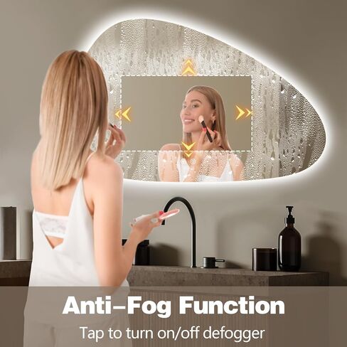 Niccy Irregular LED Bathroom Mirror, 30"x48" Asymmetrical Backlit Vanity Wall Mirrors, Light up Mirrors for Bedroom, Living Room, Modern Smart-Mirror with Anti-Fog, Dimmable, Memory Function in Kuwait