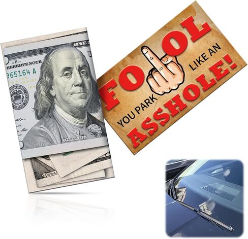 Bad Parking Cards, 50Pcs You Parked Like an Ahole Cards, Funny Spot Foul Card Look Like $100 Money from a Distance, Leave Them Under Vehicle Wipers of Horrible Idiot Drivers! in Kuwait