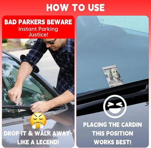 Bad Parking Cards, 50Pcs You Parked Like an Ahole Cards, Funny Spot Foul Card Look Like $100 Money from a Distance, Leave Them Under Vehicle Wipers of Horrible Idiot Drivers! in Kuwait