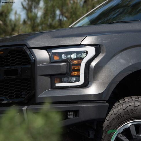 Sequential Black Housing Full LED Tri Projector Headlights Signal Lamps Amber Reflector nb Compatible With 15-17 Ford F150 in Kuwait