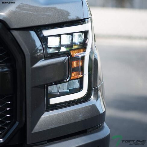 Sequential Black Housing Full LED Tri Projector Headlights Signal Lamps Amber Reflector nb Compatible With 15-17 Ford F150 in Kuwait