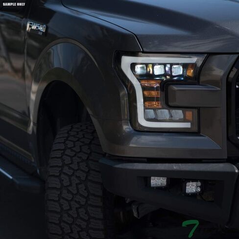 Sequential Black Housing Full LED Tri Projector Headlights Signal Lamps Amber Reflector nb Compatible With 15-17 Ford F150 in Kuwait