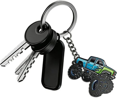 4 Wheeler Off-road Keychain, Cool Flame Pattern Decorative Ring, Anti-rust Lightweight Key Holder, for Men (Black) in Kuwait