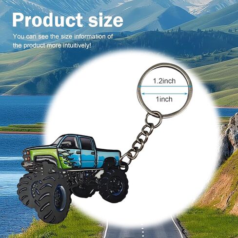 4 Wheeler Off-road Keychain, Cool Flame Pattern Decorative Ring, Anti-rust Lightweight Key Holder, for Men (Black) in Kuwait