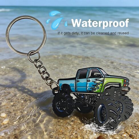 4 Wheeler Off-road Keychain, Cool Flame Pattern Decorative Ring, Anti-rust Lightweight Key Holder, for Men (Black) in Kuwait