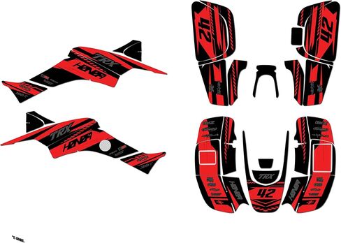 مجموعة رسومات لسيارة Honda TRX 400EX (1999-2004) سلسلة Lethal Red-shift 16 Mil - مجموعة ملصقات رسومات السباق المخصصة ATV UTV، بدون بلاستيك in Kuwait