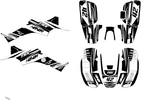 مجموعة رسومات لسيارة Honda TRX 400EX (1999-2004) سلسلة Lethal Red-shift 16 Mil - مجموعة ملصقات رسومات السباق المخصصة ATV UTV، بدون بلاستيك in Kuwait