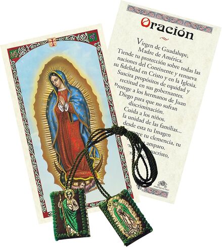 Escapulario De San Judas Tadeo - Escapulario De La Virgen De Guadalupe - Virgen De Guadalupe Oracion - Virgen De Guadalupe Scapular Cloth Necklace, Spanish Prayer Card - Lady Guadalupe Scapular in Saudi Arabia