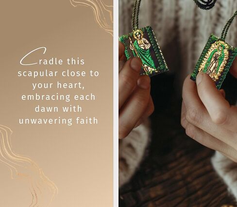 Escapulario De San Judas Tadeo - Escapulario De La Virgen De Guadalupe - Virgen De Guadalupe Oracion - Virgen De Guadalupe Scapular Cloth Necklace, Spanish Prayer Card - Lady Guadalupe Scapular in Saudi Arabia