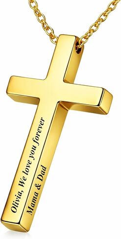 Personalized Cross Necklace for Women, Custom Christian Jewelry, Engraved Gold or Silver Cross Pendant, Faith Gift for Mom, Nana, Birthday in Kuwait