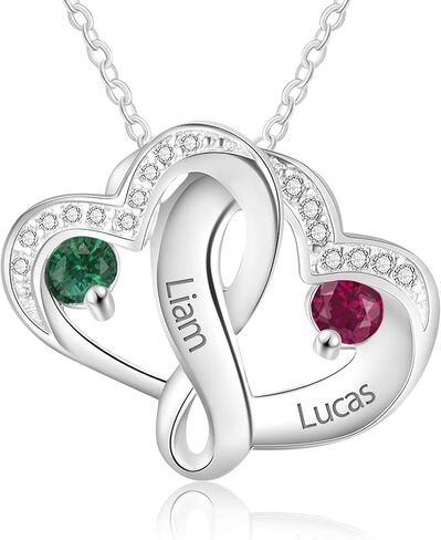 GLAMCARAT قلادة جوهرة الميلاد للنساء مع أحجار الميلاد قلادة مخصصة مخصصة - الصلبة 925 قلادة من الفضة المنقوشة للأم، الأم، الزوجة، الصديق، الأخت الجدة مجوهرات الذكرى السنوية للأمهات in Kuwait