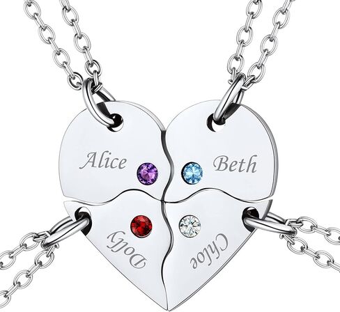 Custom4U شخصية الذهب BFF قلادة لمدة 3 قطع انقسام القلب مطابقة الصداقة القلائد زوجين 14K مطلية بالذهب 925 الفضة الاسترليني قلادة هدايا مخصصة لأفضل صديق المرأة in Kuwait