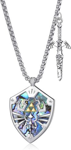 Master Sword Necklace for Men Hylian Shield Triforce Pendant Game Jewelry Gifts for Men Women in Saudi Arabia