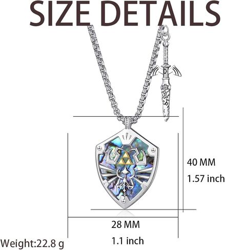 Master Sword Necklace for Men Hylian Shield Triforce Pendant Game Jewelry Gifts for Men Women in Saudi Arabia