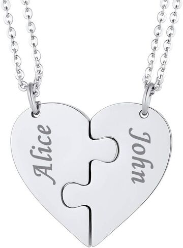 Custom4U شخصية الذهب BFF قلادة لمدة 3 قطع انقسام القلب مطابقة الصداقة القلائد زوجين 14K مطلية بالذهب 925 الفضة الاسترليني قلادة هدايا مخصصة لأفضل صديق المرأة in Kuwait