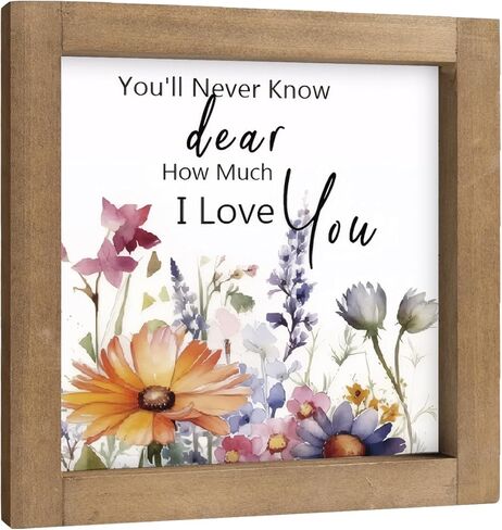 Wooden Wildflower Sign, 6 Inch Framed Wild Flower Pictures Decor Art, Wall Table Shelf Nursery Room Bedroom Bathroom Rustic Home Decorations in Saudi Arabia