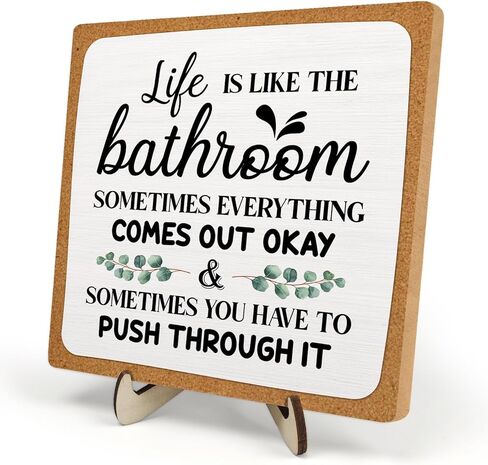 Funny Bathroom Sign Decor, Farmhouse Wooden Plaque with Humor Quote-Just Kidding, This Is a Half Bath Don't Make It Weird Small Bathroom Shelf Desk Decor,Vintage Wood Sign for Farmhouse Home Toilet 5.9 x 5.9 Inch in Saudi Arabia